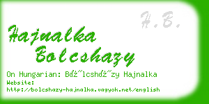 hajnalka bolcshazy business card